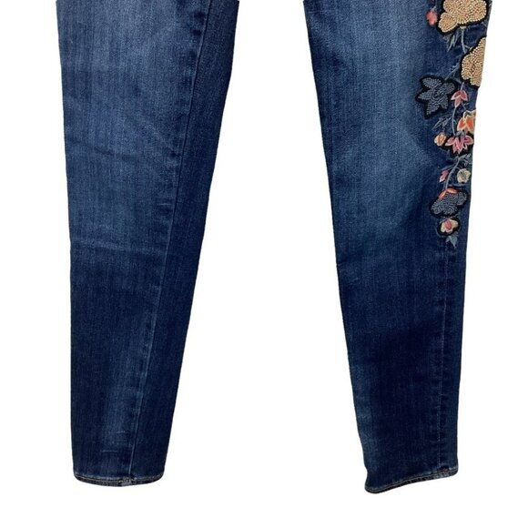 Driftwood Embroidered Floral High Rise Skinny Jeans Womens Size 28 Dark Wash Den - Picture 5 of 12